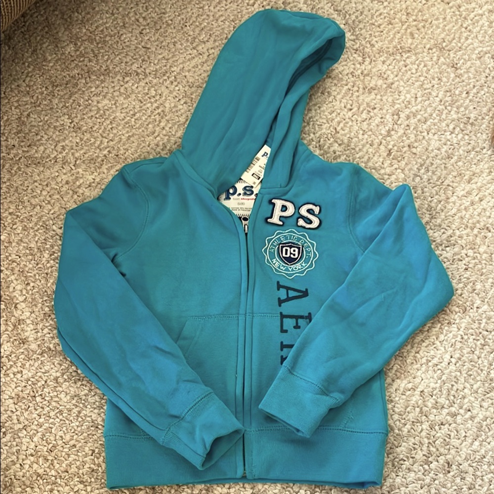 Aero kids blue zip up hoodie